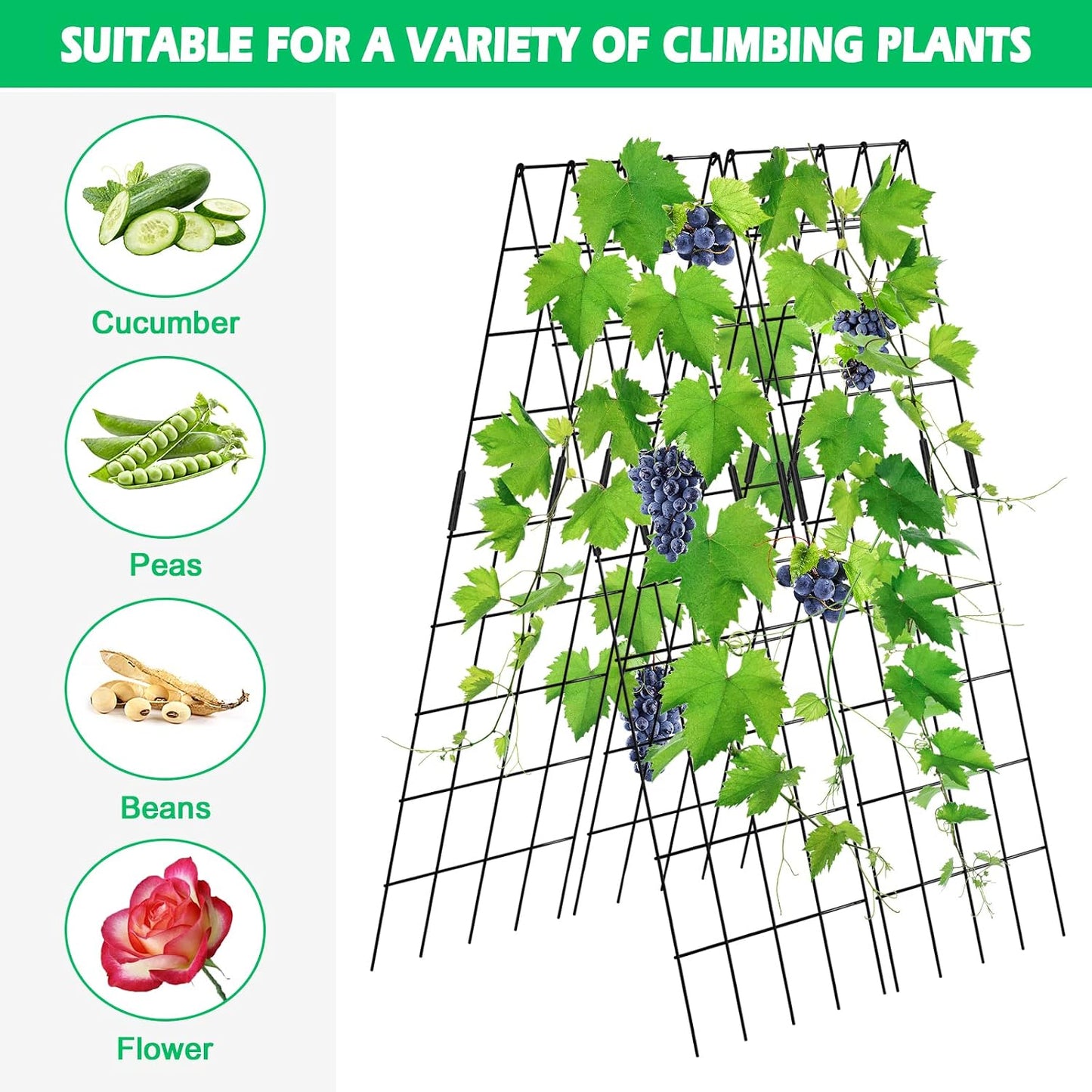 39.4" H Cucumber Trellis, 2 Pack Foldable A Frame Garden Trellis