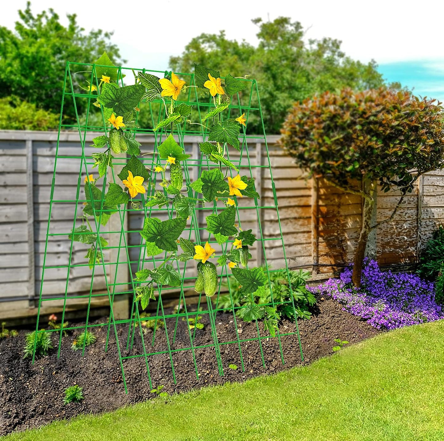39.4" H Cucumber Trellis, 2 Pack Foldable A Frame Garden Trellis