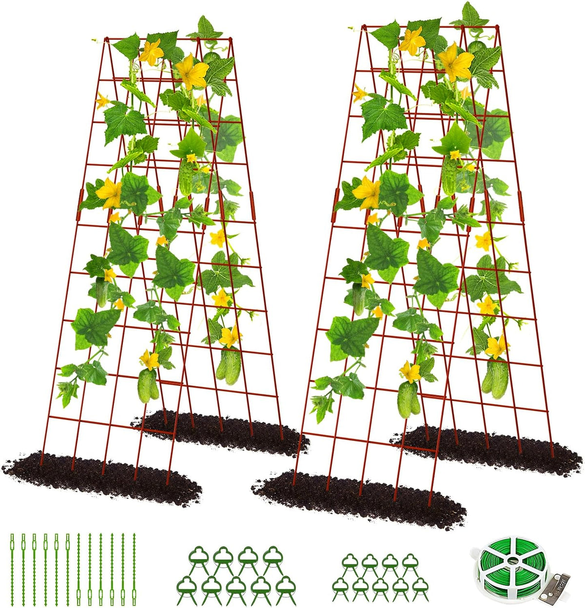 39.4" H Cucumber Trellis, 2 Pack Foldable A Frame Garden Trellis