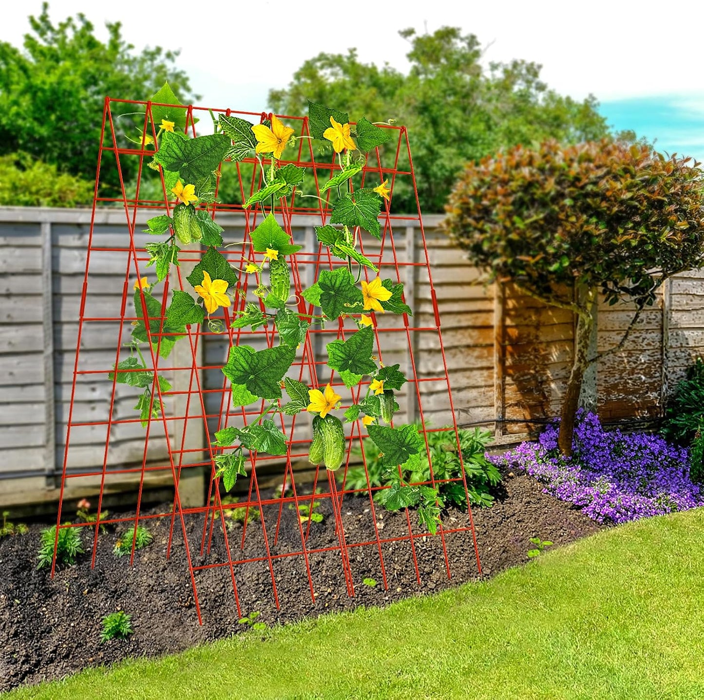 39.4" H Cucumber Trellis, 2 Pack Foldable A Frame Garden Trellis