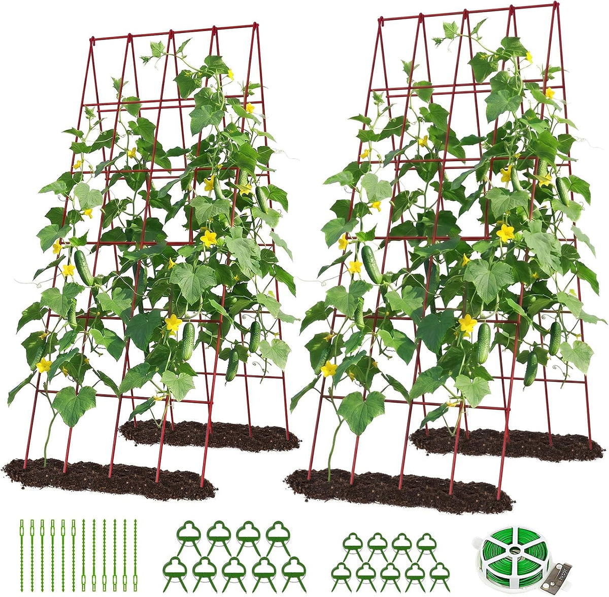 39.4" H Cucumber Trellis, 2 Pack Foldable A Frame Garden Trellis