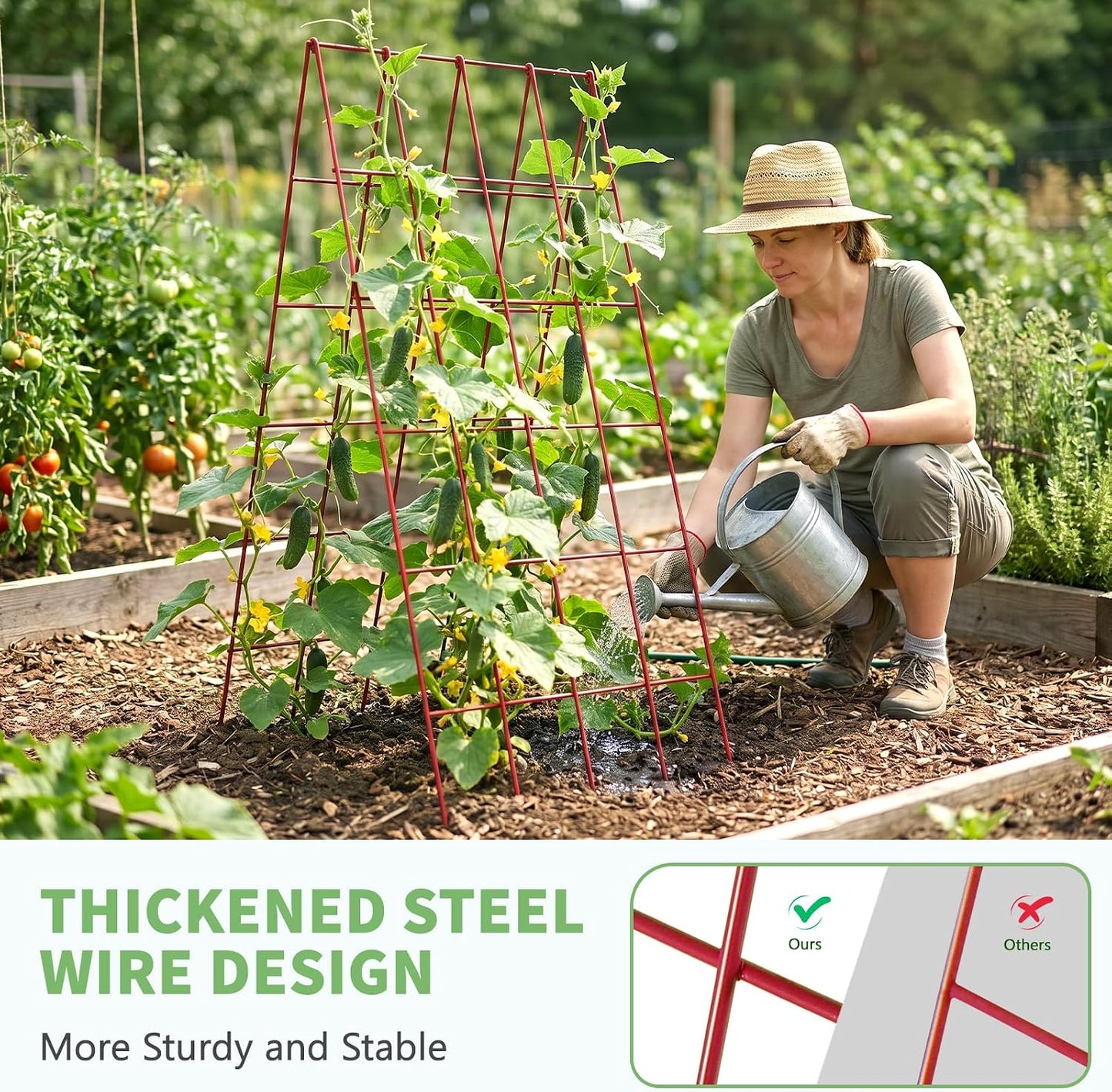 39.4" H Cucumber Trellis, 2 Pack Foldable A Frame Garden Trellis