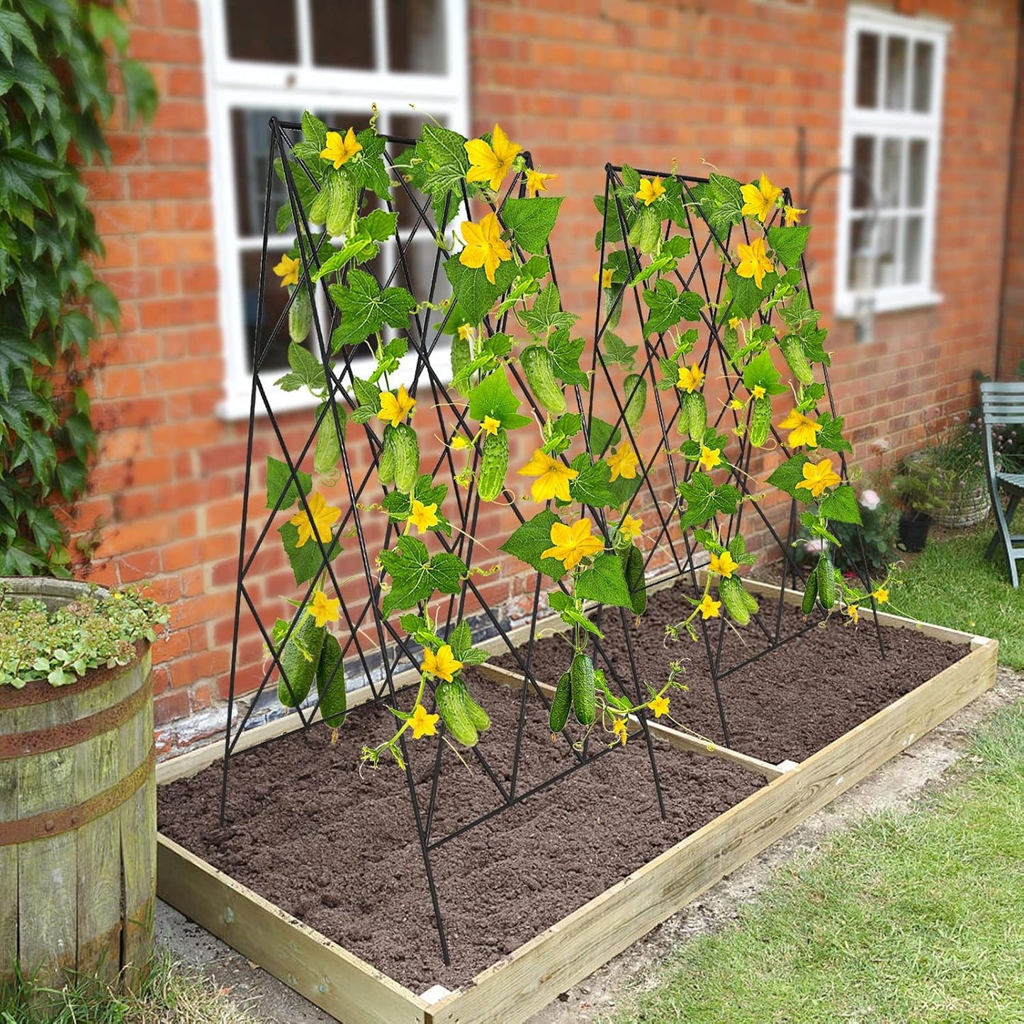 39.4" H Cucumber Trellis, 2 Pack Foldable A Frame Garden Trellis