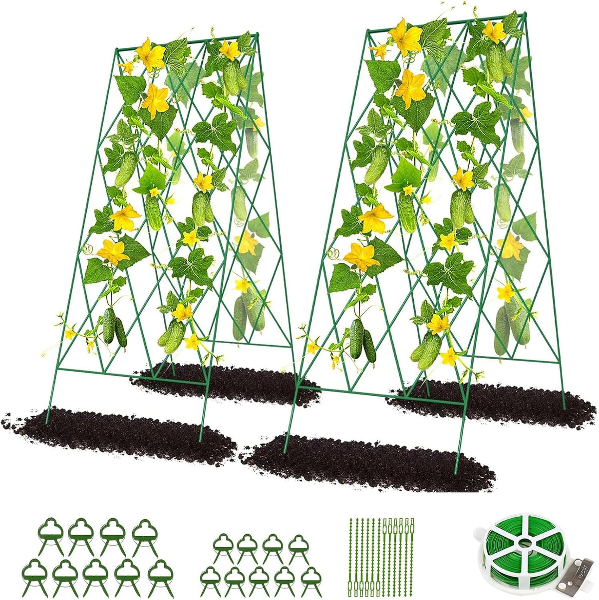 39.4" H Cucumber Trellis, 2 Pack Foldable A Frame Garden Trellis