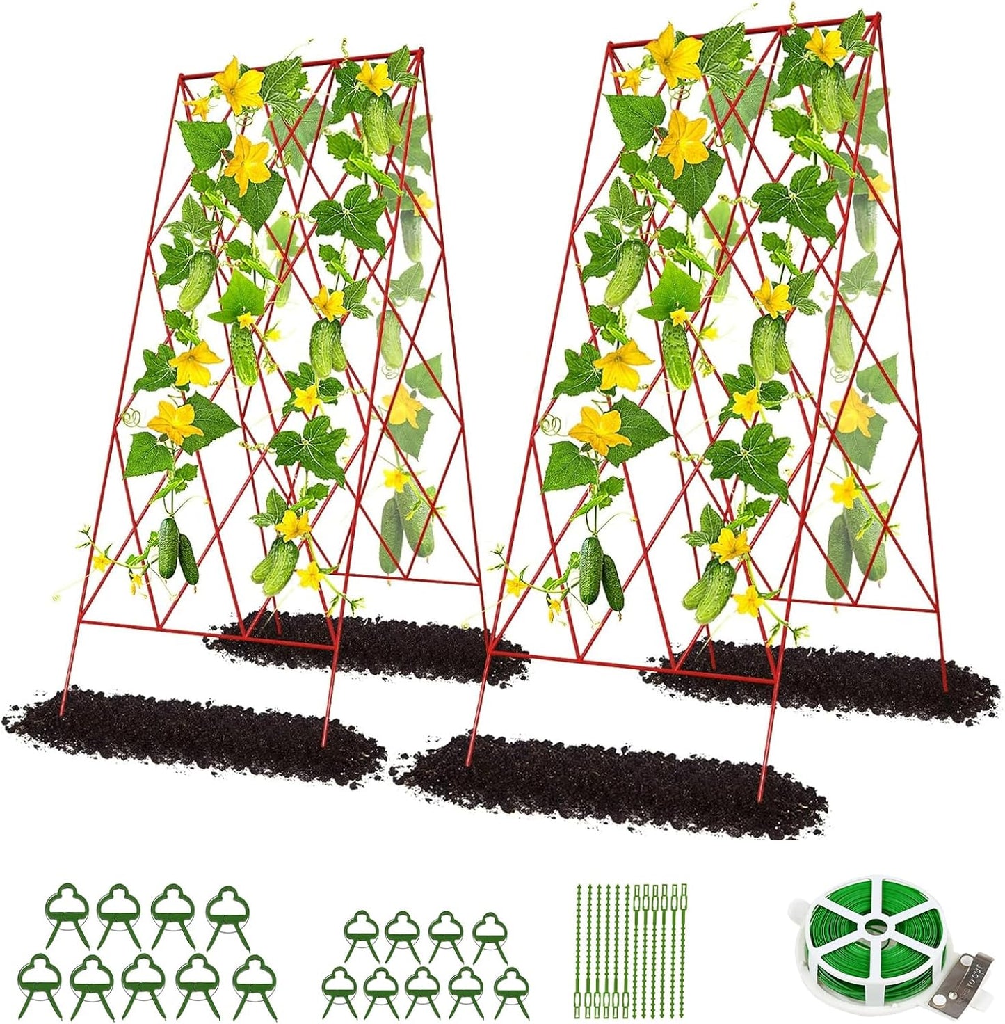 39.4" H Cucumber Trellis, 2 Pack Foldable A Frame Garden Trellis