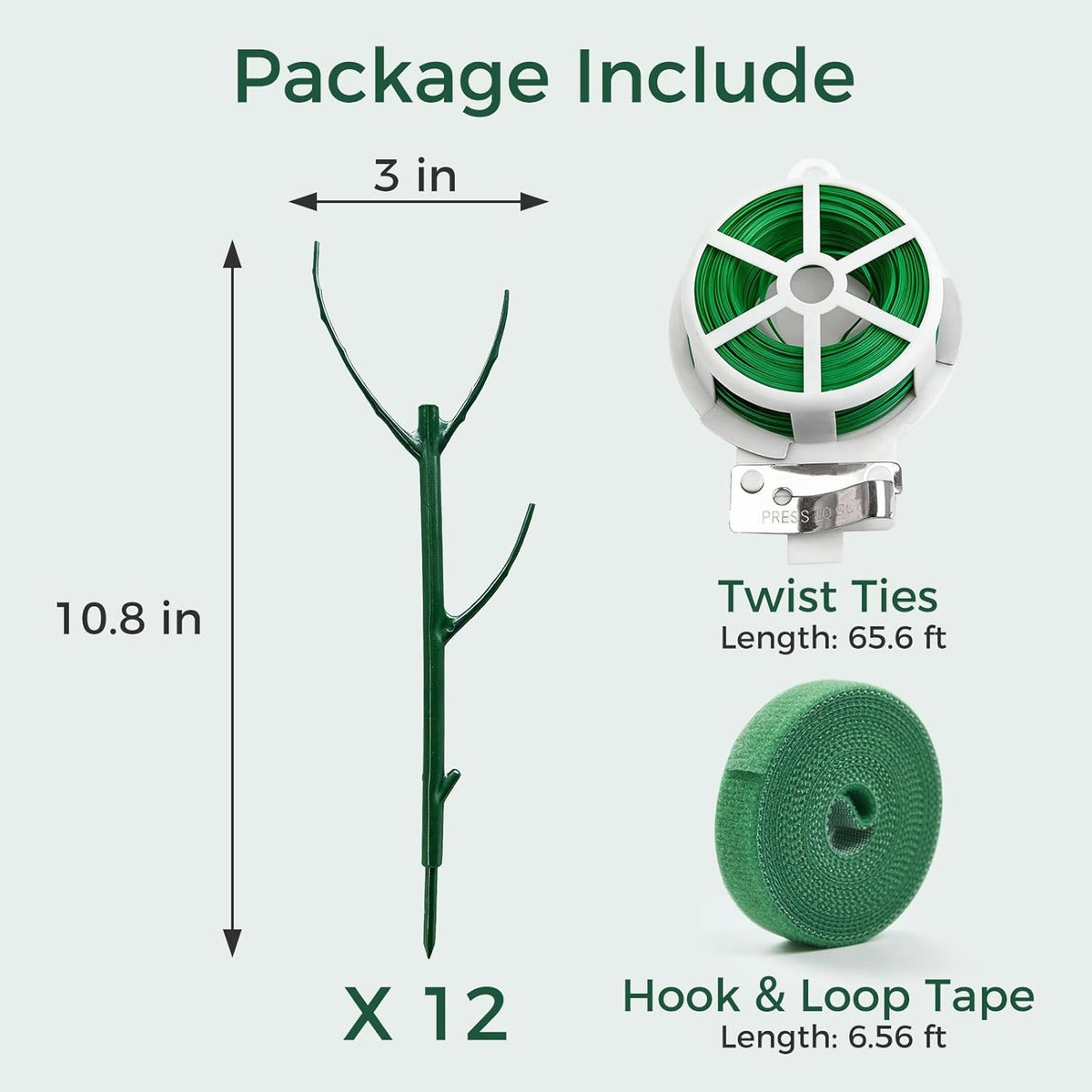 12 Pack Stackable Monstera Plant Support Stakes with Twist Ties and Hook and Loop Tape, Plant Stakes for Indoor Plants, Pothos and Philodendron