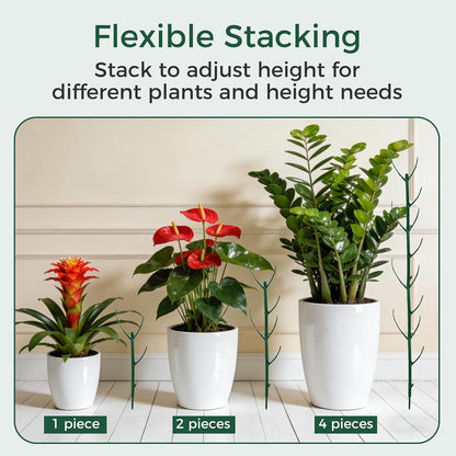 12 Pack Stackable Monstera Plant Support Stakes with Twist Ties and Hook and Loop Tape, Plant Stakes for Indoor Plants, Pothos and Philodendron