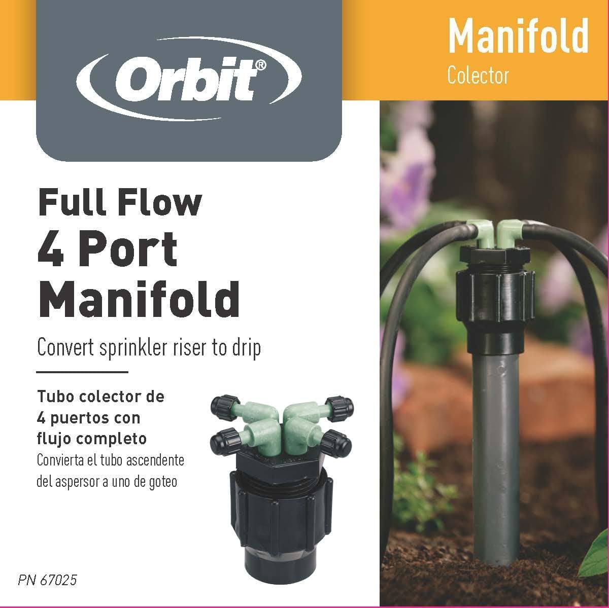 3-Pack 69025 Drip System 4-Port Watering Manifold for 1/4 Inch Tube - Efficient Garden Irrigation