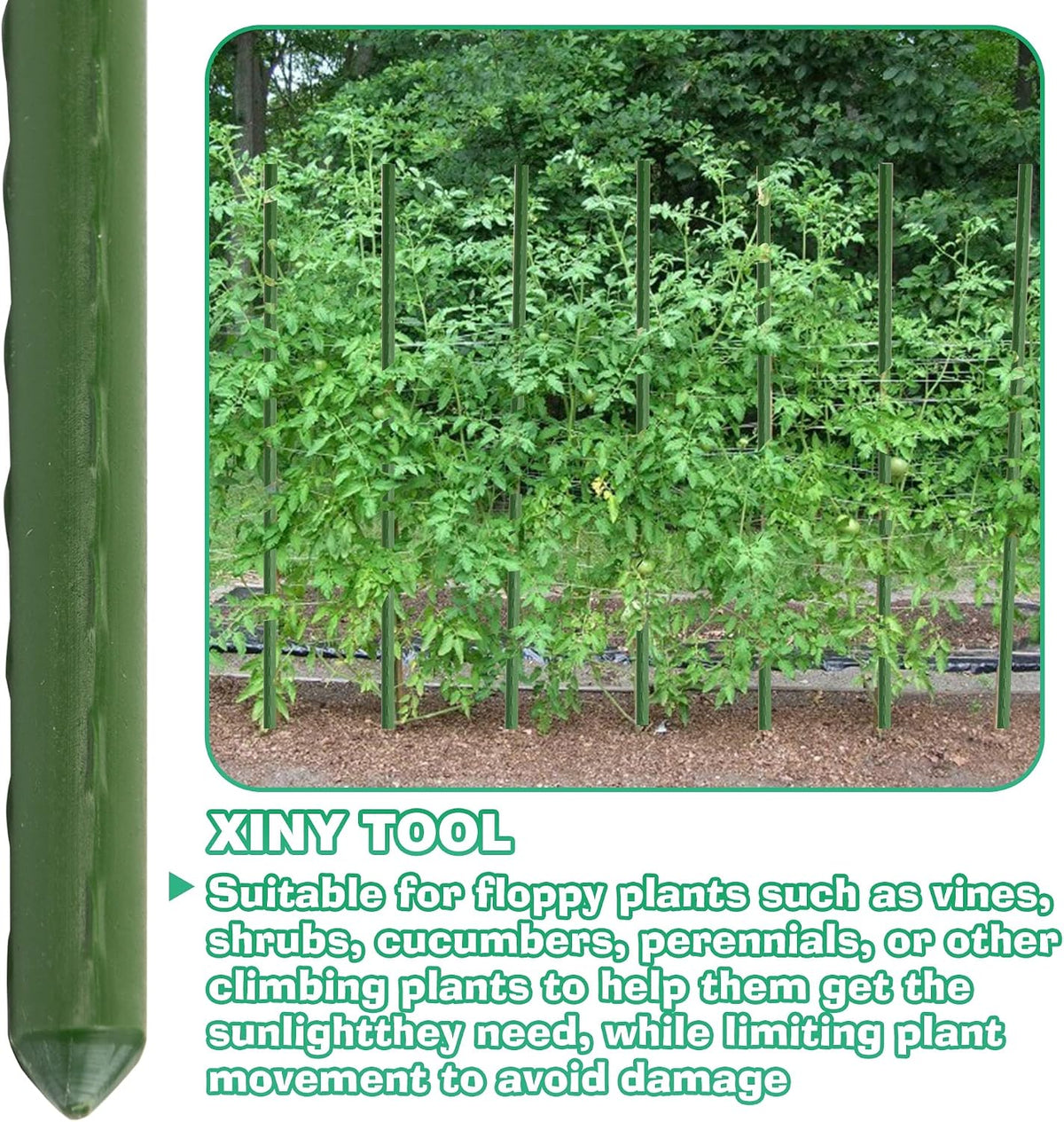 Garden Stakes, 25 Pack Steel Plant Garden Tomato Stakes with Plastic Coat for Climbing Plants (25 Pack 58 Inch)