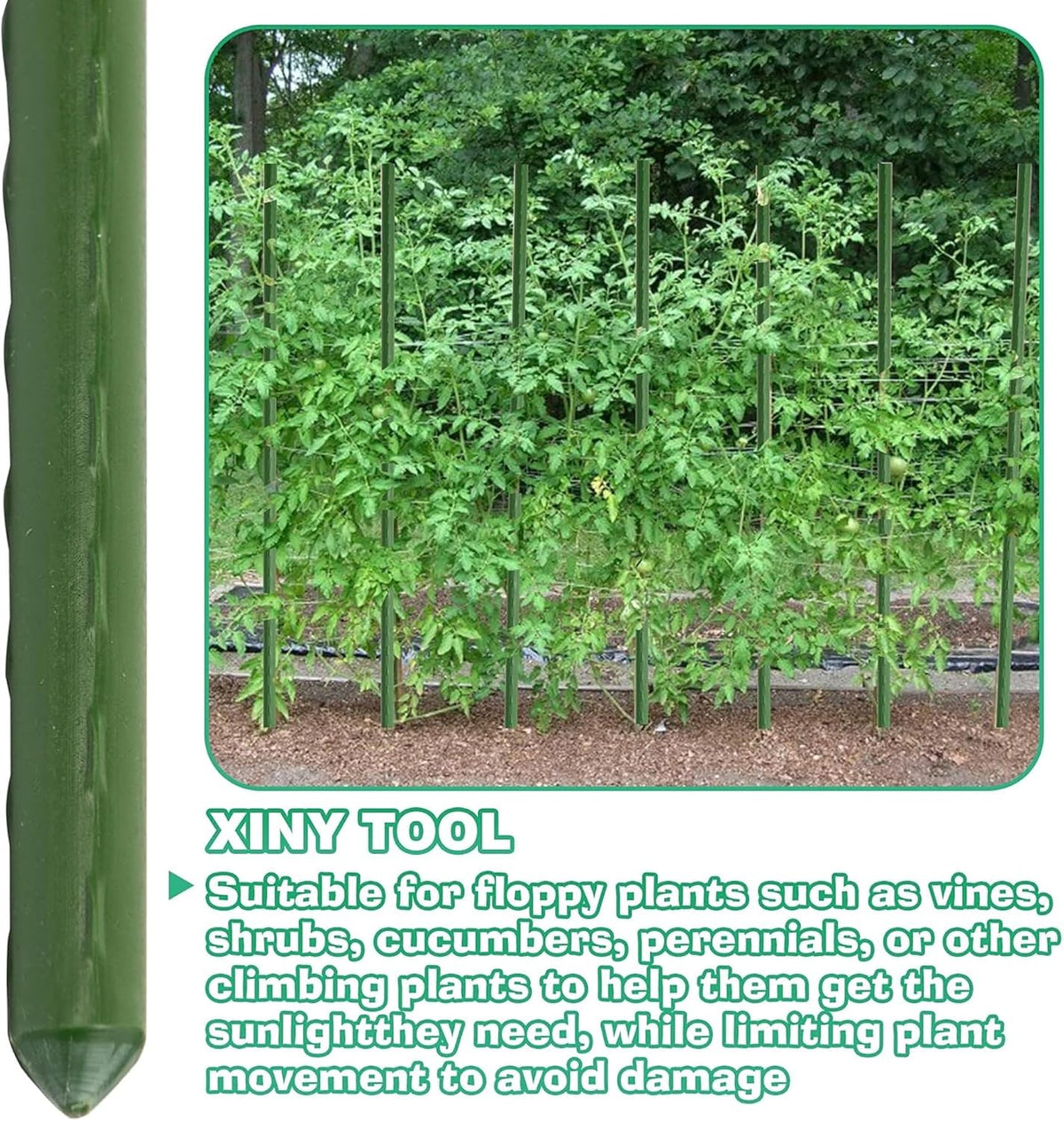 Garden Stakes, 25 Pack Steel Plant Garden Tomato Stakes with Plastic Coat for Climbing Plants (25 Pack 58 Inch)