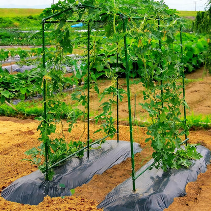 Garden Stakes, 25 Pack Steel Plant Garden Tomato Stakes with Plastic Coat for Climbing Plants (25 Pack 58 Inch)