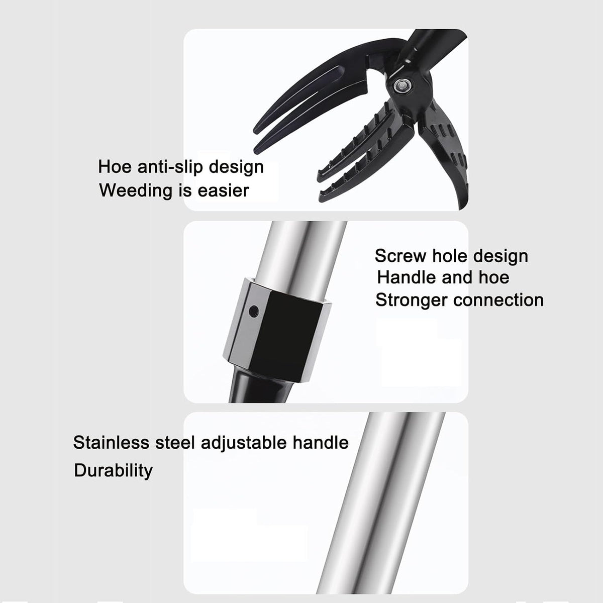 The Stand Up Weed Puller Tool with Long Handle-Made with Adjustable Stainless Steel Handle and 4-Claw Head Design for Lawn.