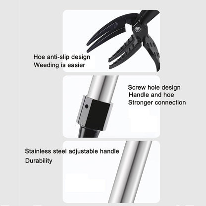 The Stand Up Weed Puller Tool with Long Handle-Made with Adjustable Stainless Steel Handle and 4-Claw Head Design for Lawn.
