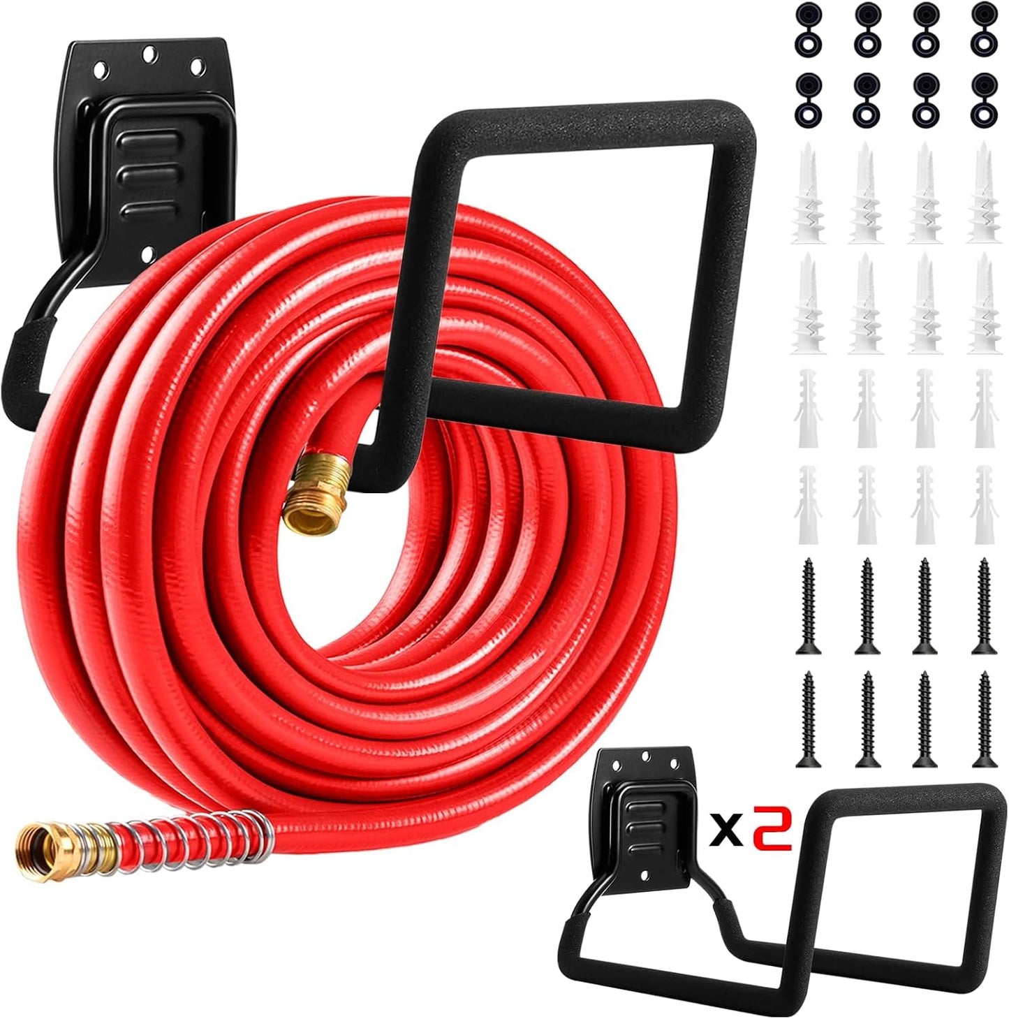Garden Hose Holder, Metal Wall Mounted Water Hose Reel for Outside Yard