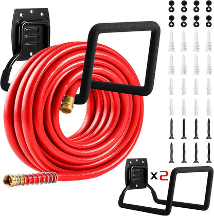 Garden Hose Holder, Metal Wall Mounted Water Hose Reel for Outside Yard