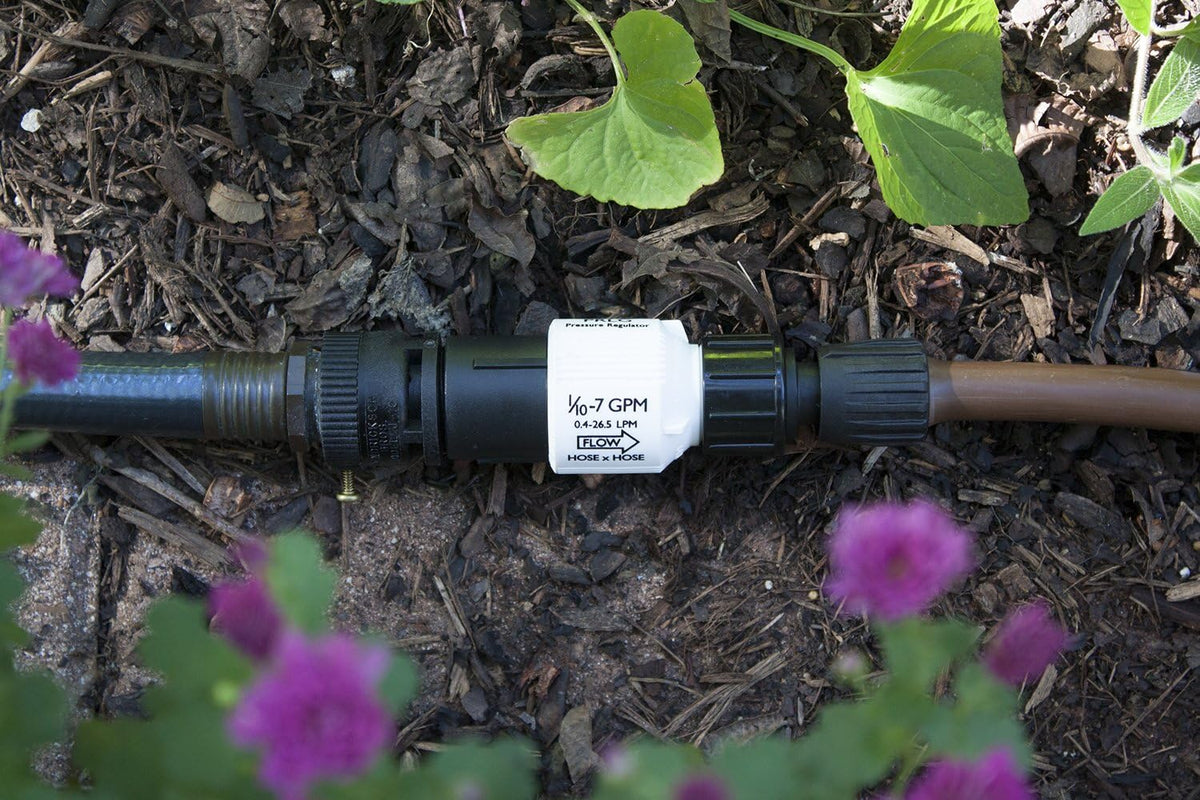 Drip Irrigation Faucet Adapter Kit: Connect 1/2" Tubing to Faucet or Hose, Backflow Preventer, Filter, Pressure Regulator - No Assembly Required