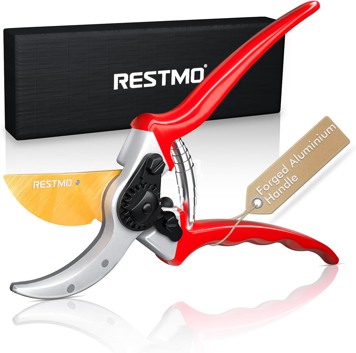 Pruning Shears, 8.6 Inch, Titanium Blade, Bypass, Red