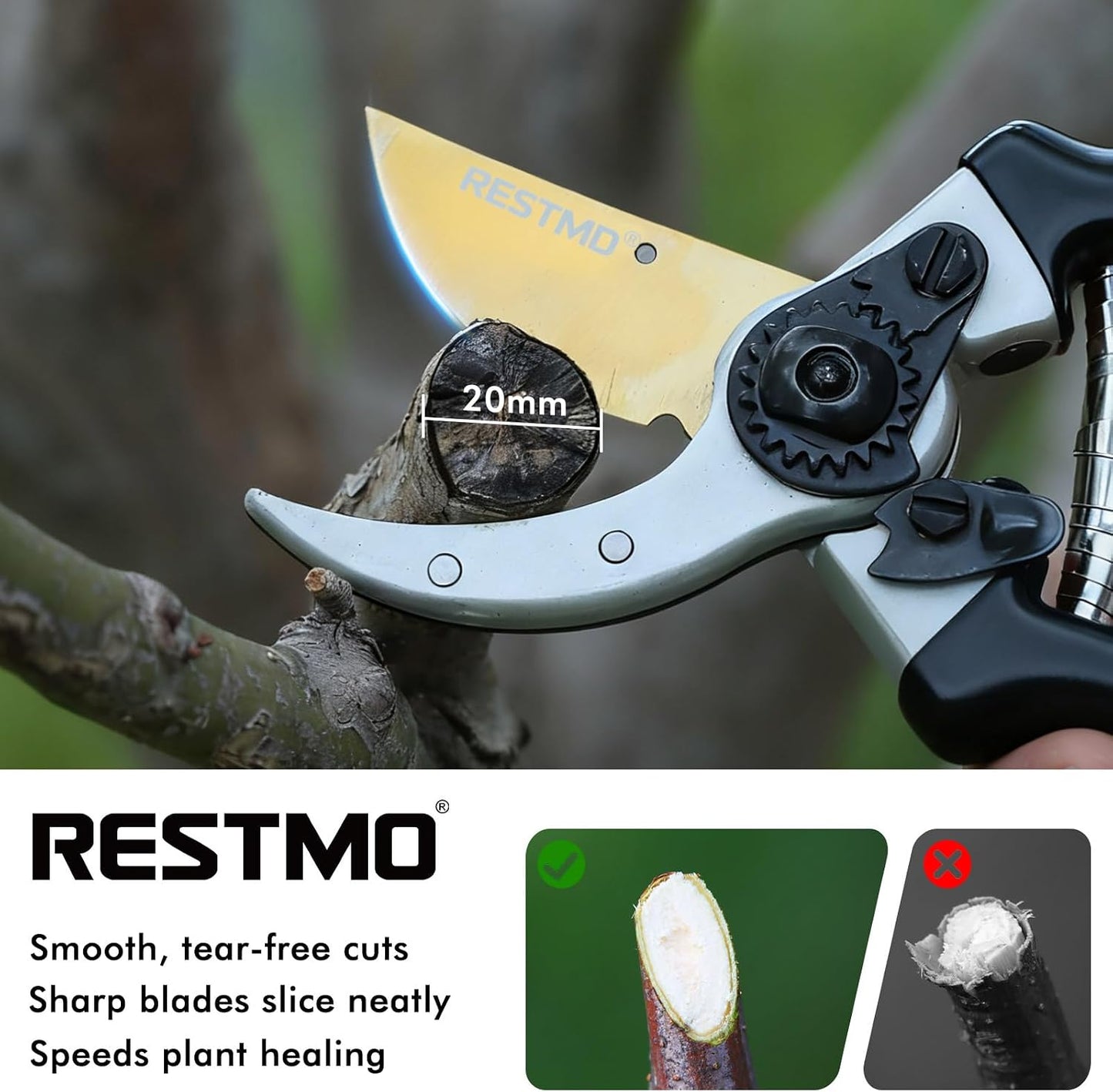 Pruning Shears, 8.6 Inch, Titanium Blade, Bypass, Red