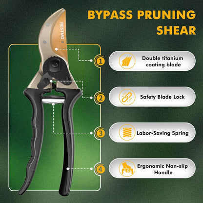 Pruning Shears, 8.6 Inch, Titanium Blade, Bypass, Red