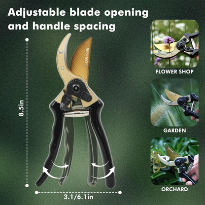 Pruning Shears, 8.6 Inch, Titanium Blade, Bypass, Red