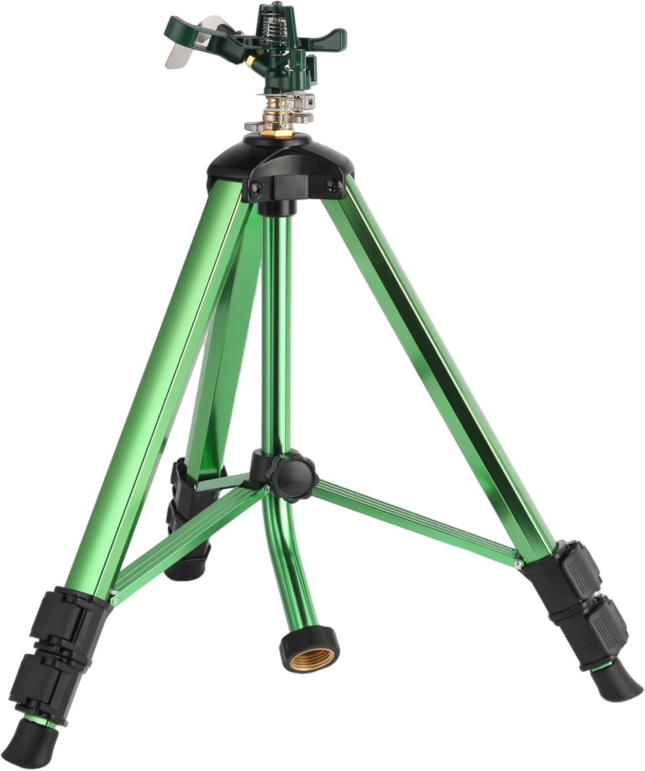 Green Zinc Alloy Water Bird Sprinkler, Heavy Duty Tripod Base Garden Sprinkler, 360 Degree Large Area Irrigation, Durable Flip Lock Legs & Adjustable Nozzle, 2 Pack