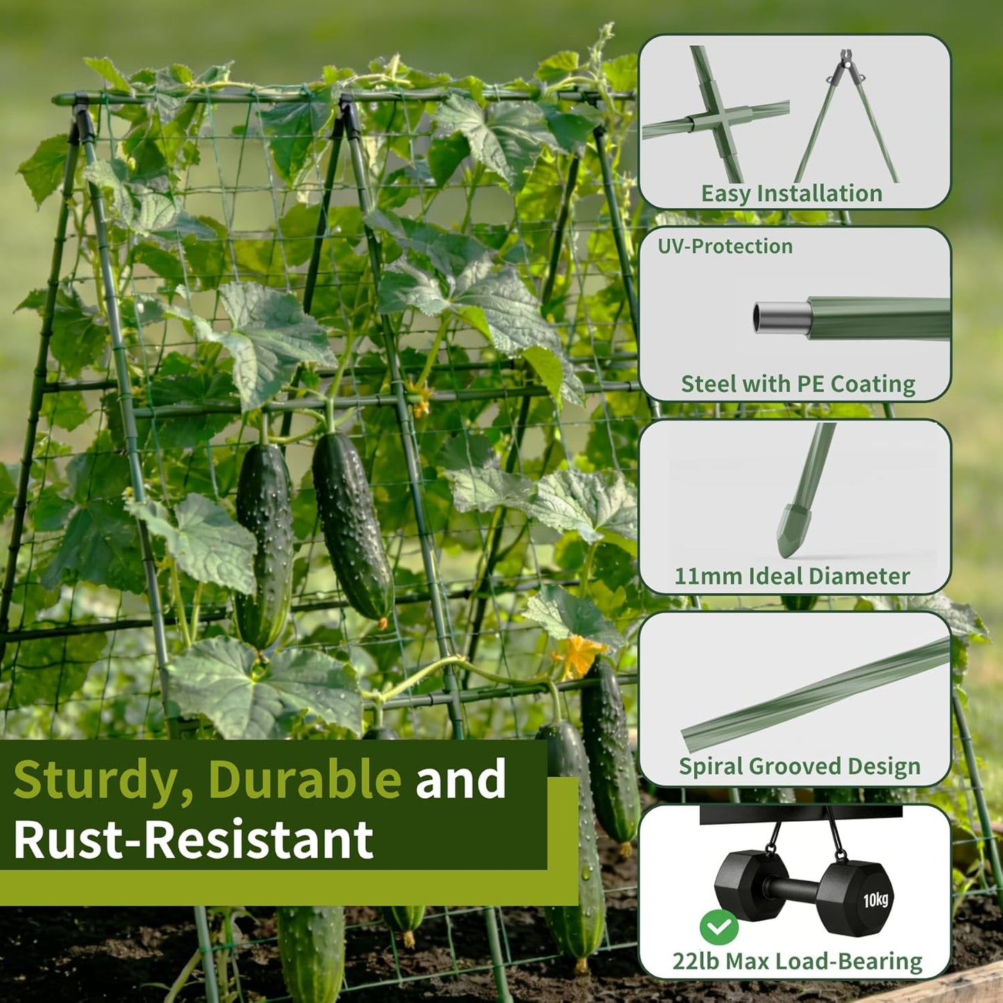 Cucumber Trellis, 48"x48" A-Frame Trellis for Raised Bed, Garden Trellis for Climbing Plants Outdoor, Plant Support for Vegetables Vines
