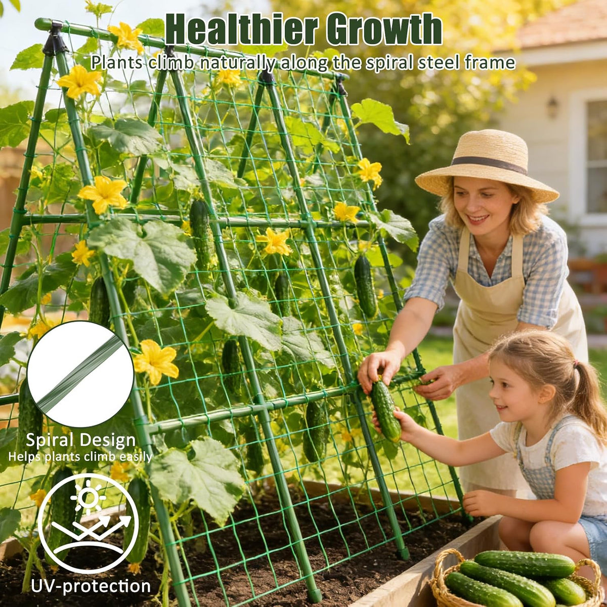 Cucumber Trellis, 48"x48" A-Frame Trellis for Raised Bed, Garden Trellis for Climbing Plants Outdoor, Plant Support for Vegetables Vines