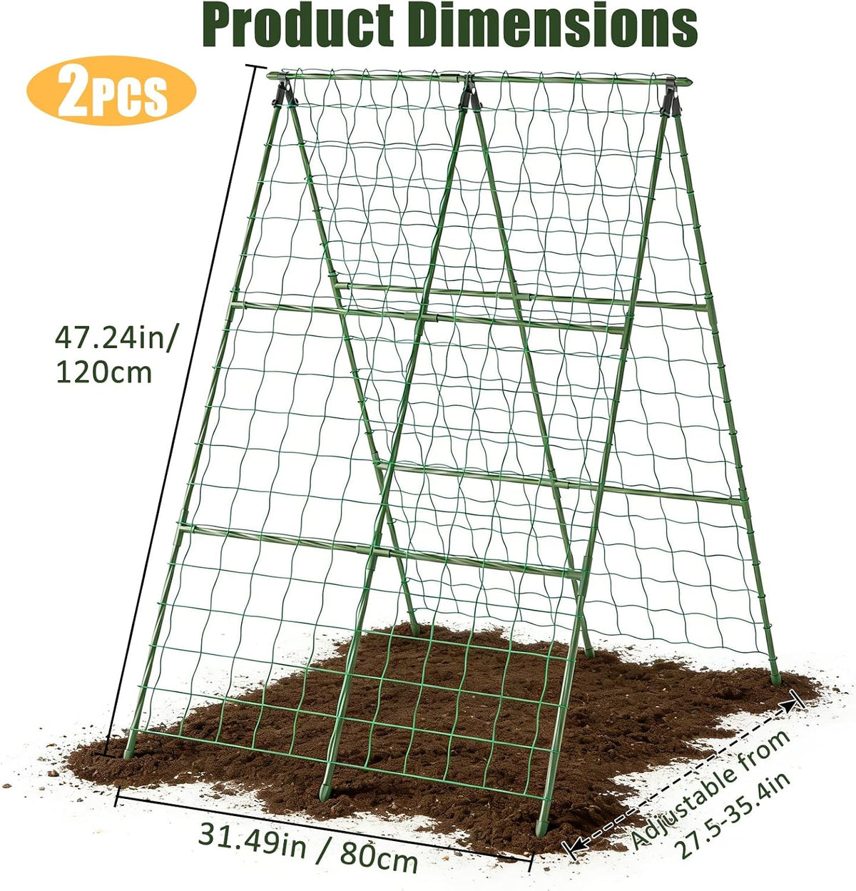 Cucumber Trellis, 48"x48" A-Frame Trellis for Raised Bed, Garden Trellis for Climbing Plants Outdoor, Plant Support for Vegetables Vines