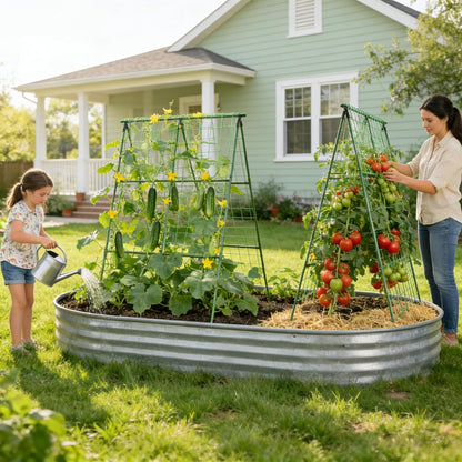 Cucumber Trellis, 48"x48" A-Frame Trellis for Raised Bed, Garden Trellis for Climbing Plants Outdoor, Plant Support for Vegetables Vines