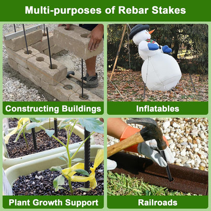 Rebar Stakes 12 Inch J Hook, Premium Anti-Rust Tent Stakes for Canopy