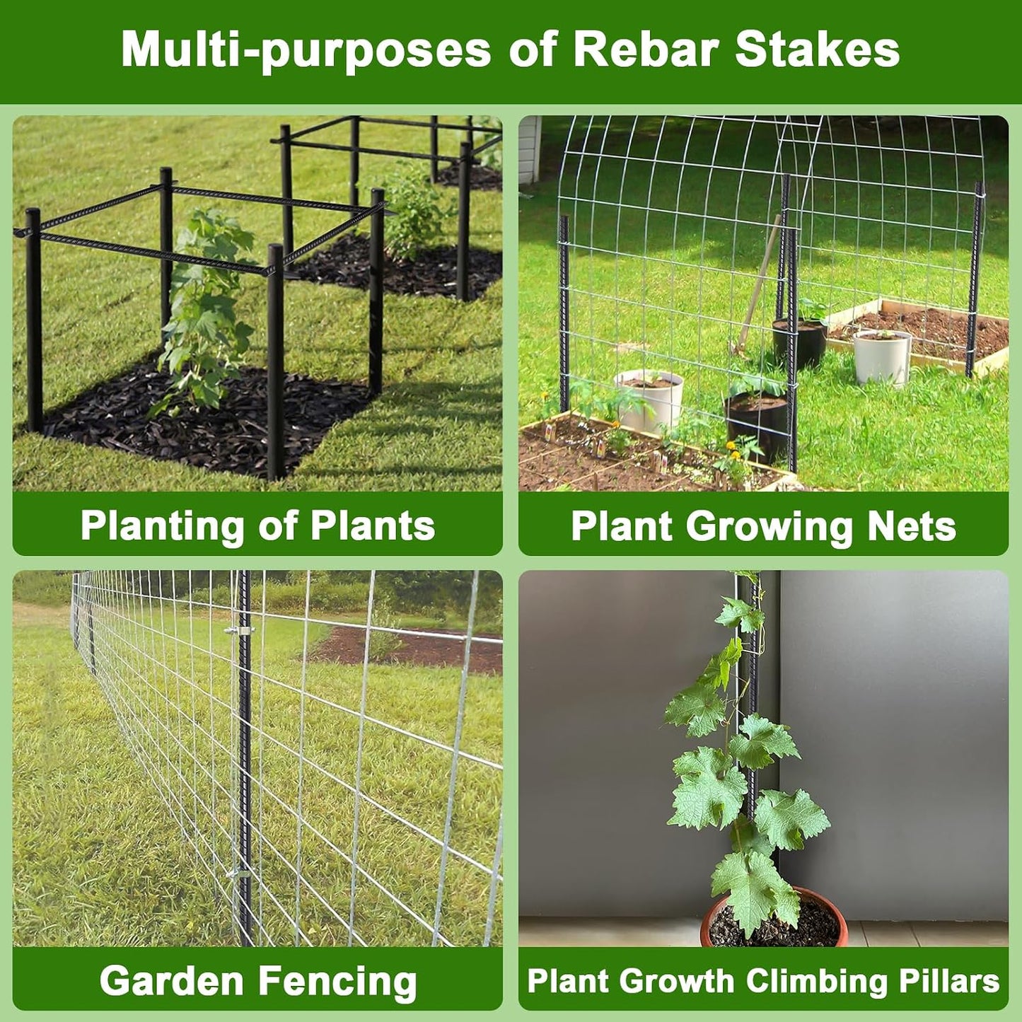 Rebar Stakes 12 Inch J Hook, Premium Anti-Rust Tent Stakes for Canopy