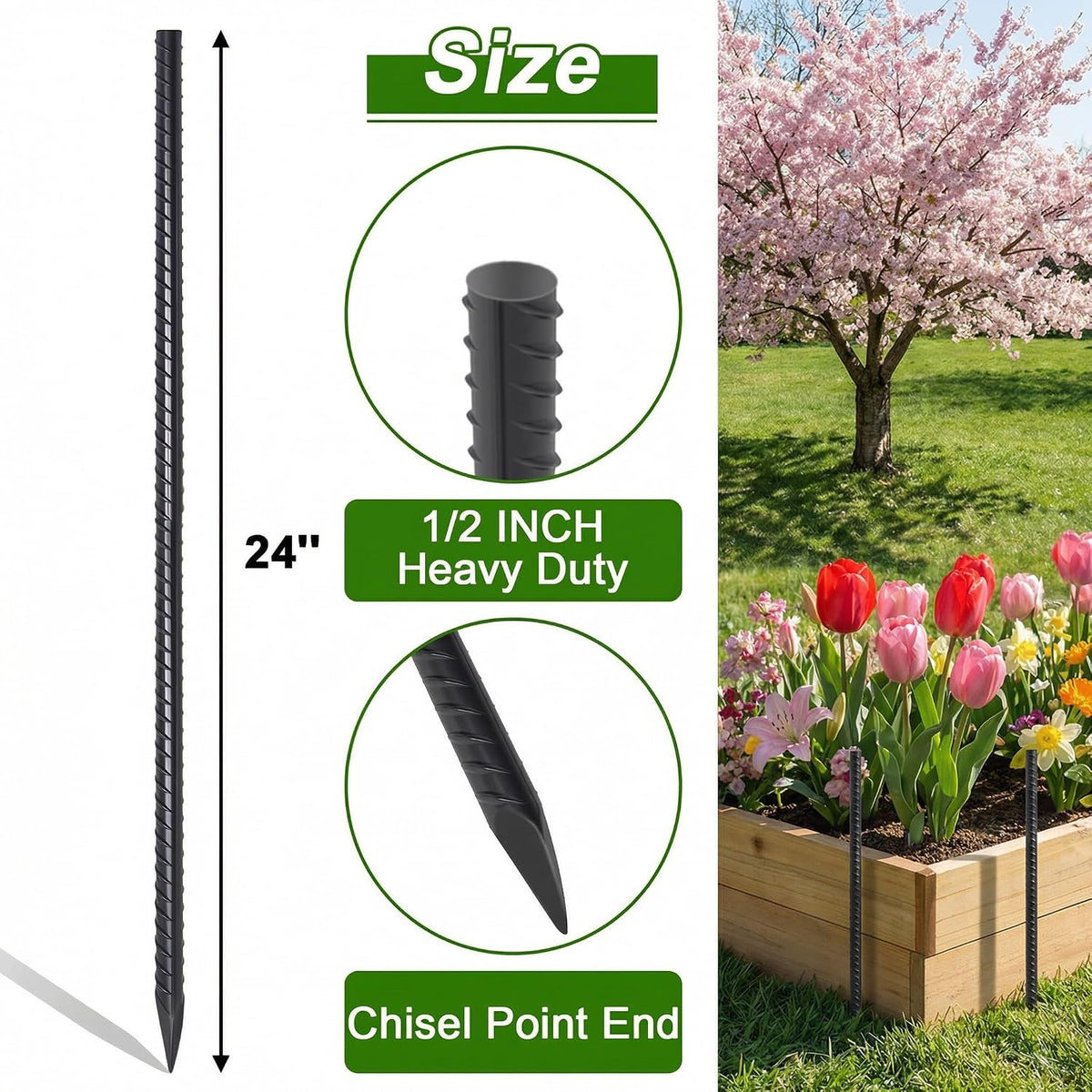 Rebar Stakes 12 Inch J Hook, Premium Anti-Rust Tent Stakes for Canopy