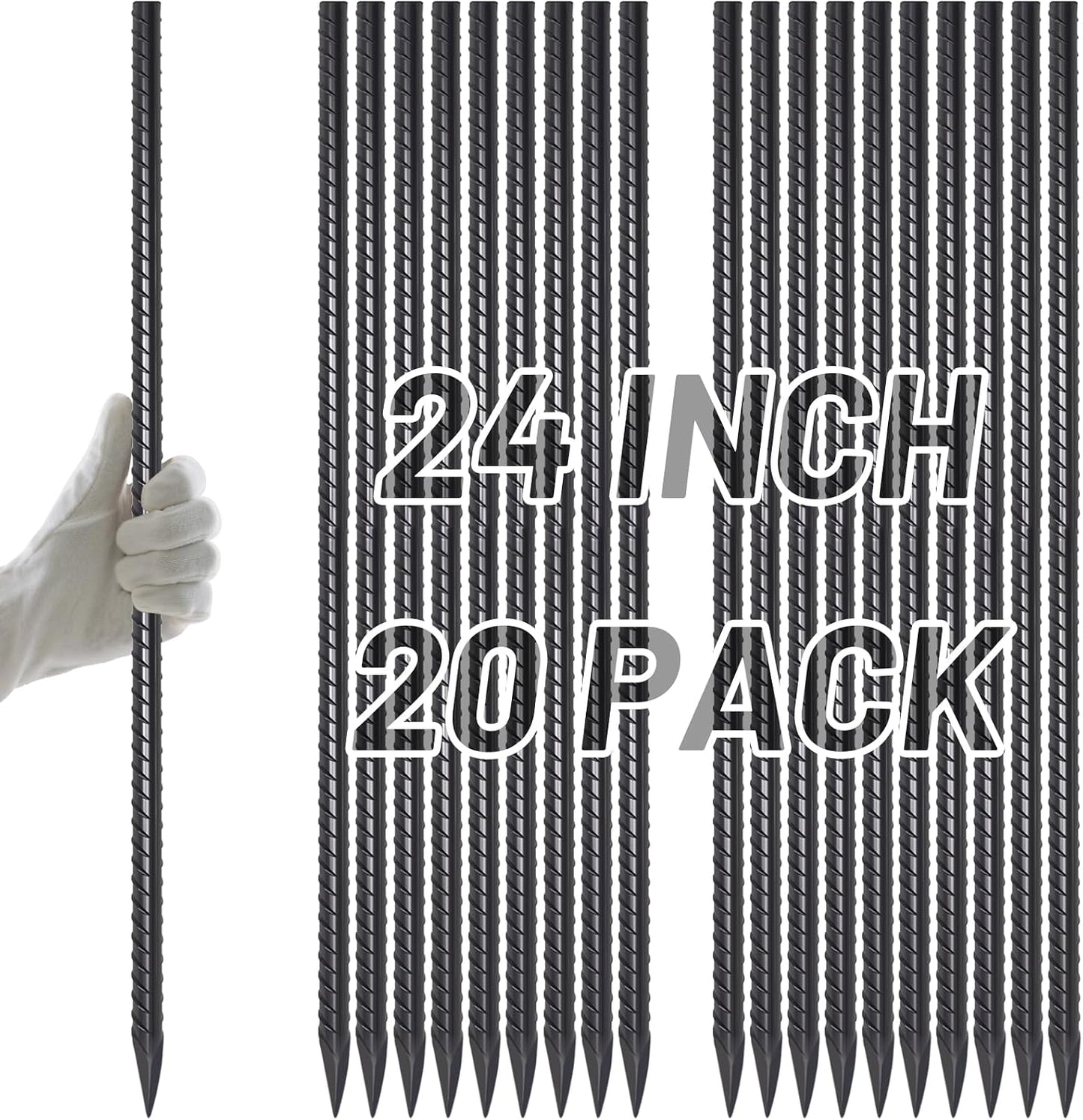 Rebar Stakes 12 Inch J Hook, Premium Anti-Rust Tent Stakes for Canopy