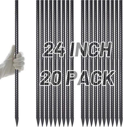 Rebar Stakes 12 Inch J Hook, Premium Anti-Rust Tent Stakes for Canopy