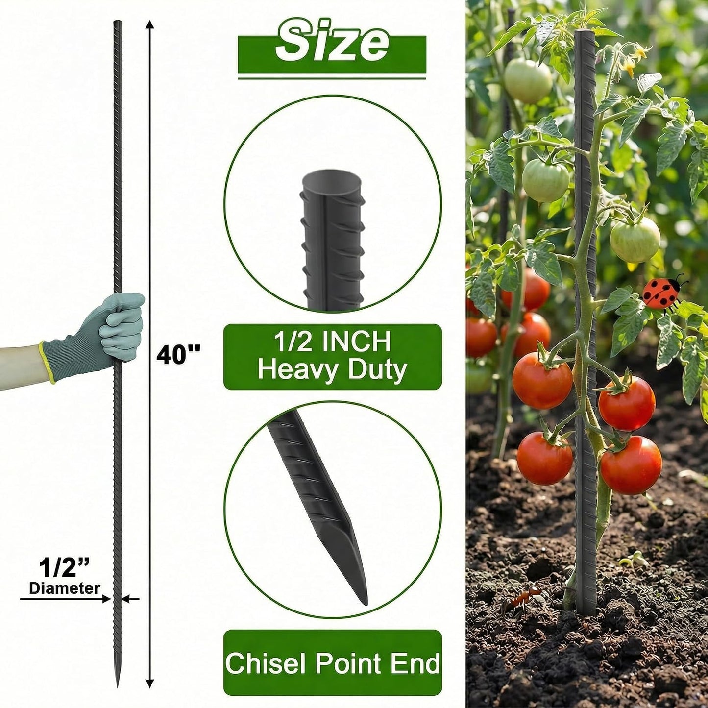 Rebar Stakes 12 Inch J Hook, Premium Anti-Rust Tent Stakes for Canopy