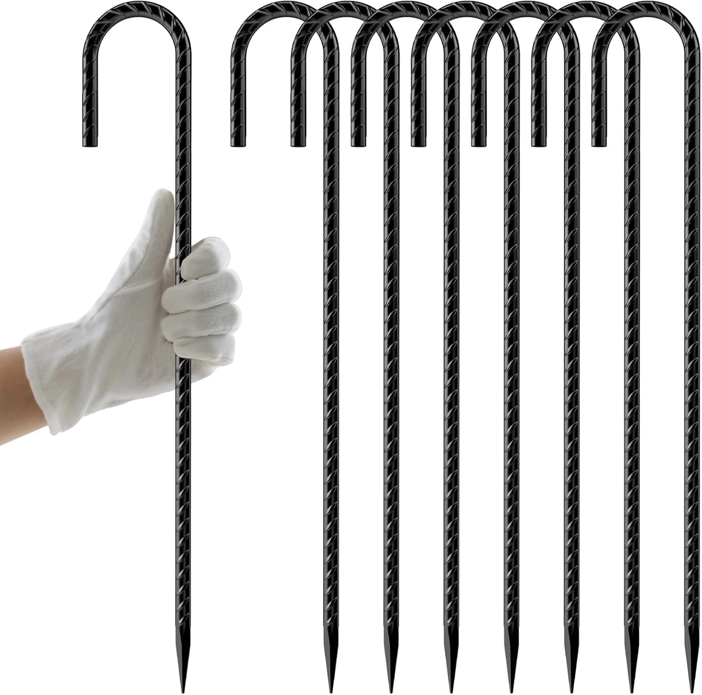 Rebar Stakes 12 Inch J Hook, Premium Anti-Rust Tent Stakes for Canopy