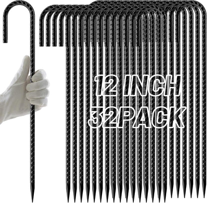 Rebar Stakes 12 Inch J Hook, Premium Anti-Rust Tent Stakes for Canopy