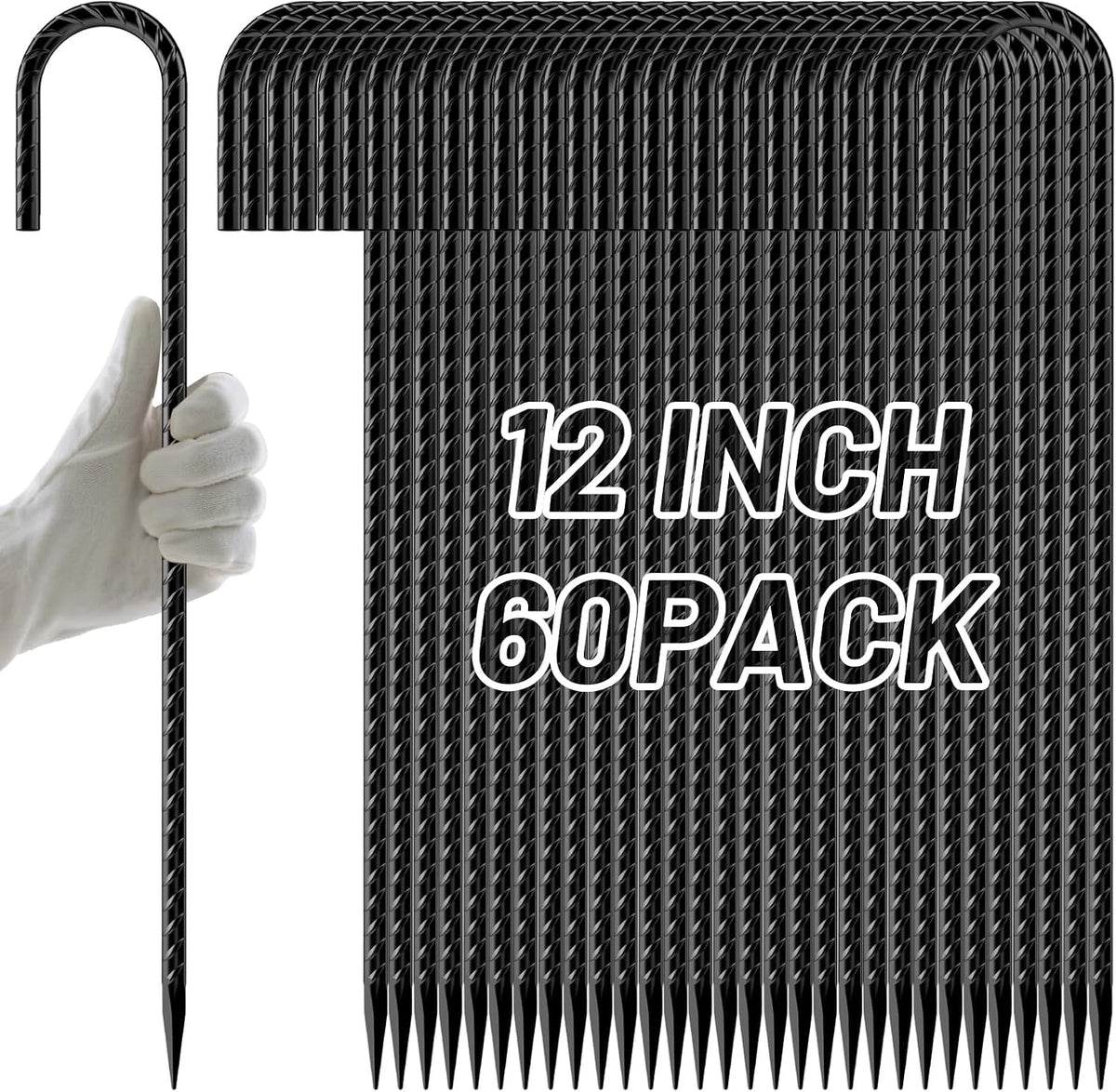 Rebar Stakes 12 Inch J Hook, Premium Anti-Rust Tent Stakes for Canopy