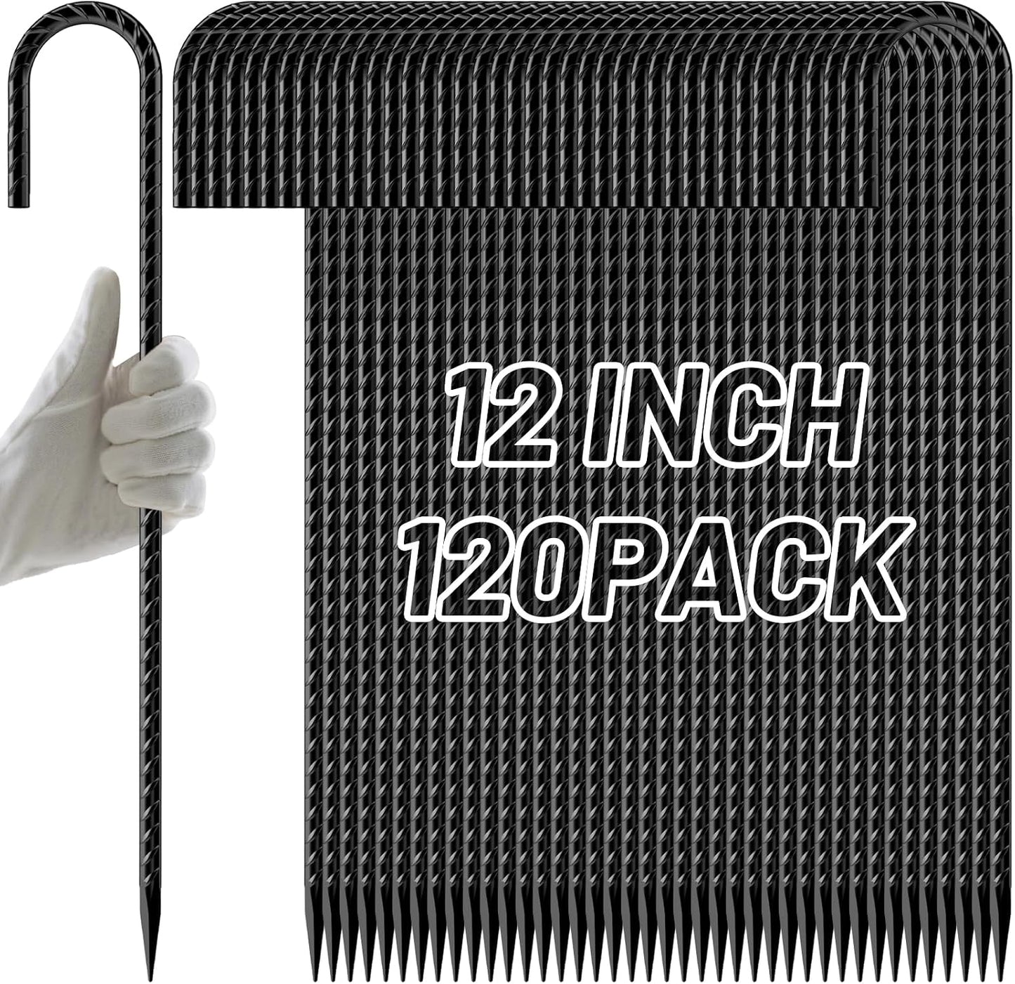 Rebar Stakes 12 Inch J Hook, Premium Anti-Rust Tent Stakes for Canopy