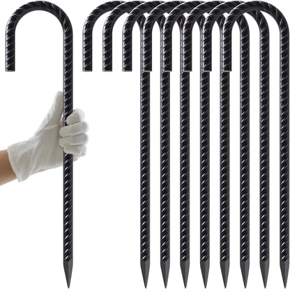 Rebar Stakes 12 Inch J Hook, Premium Anti-Rust Tent Stakes for Canopy