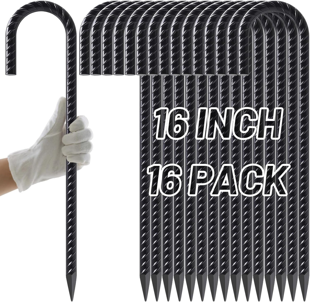 Rebar Stakes 12 Inch J Hook, Premium Anti-Rust Tent Stakes for Canopy