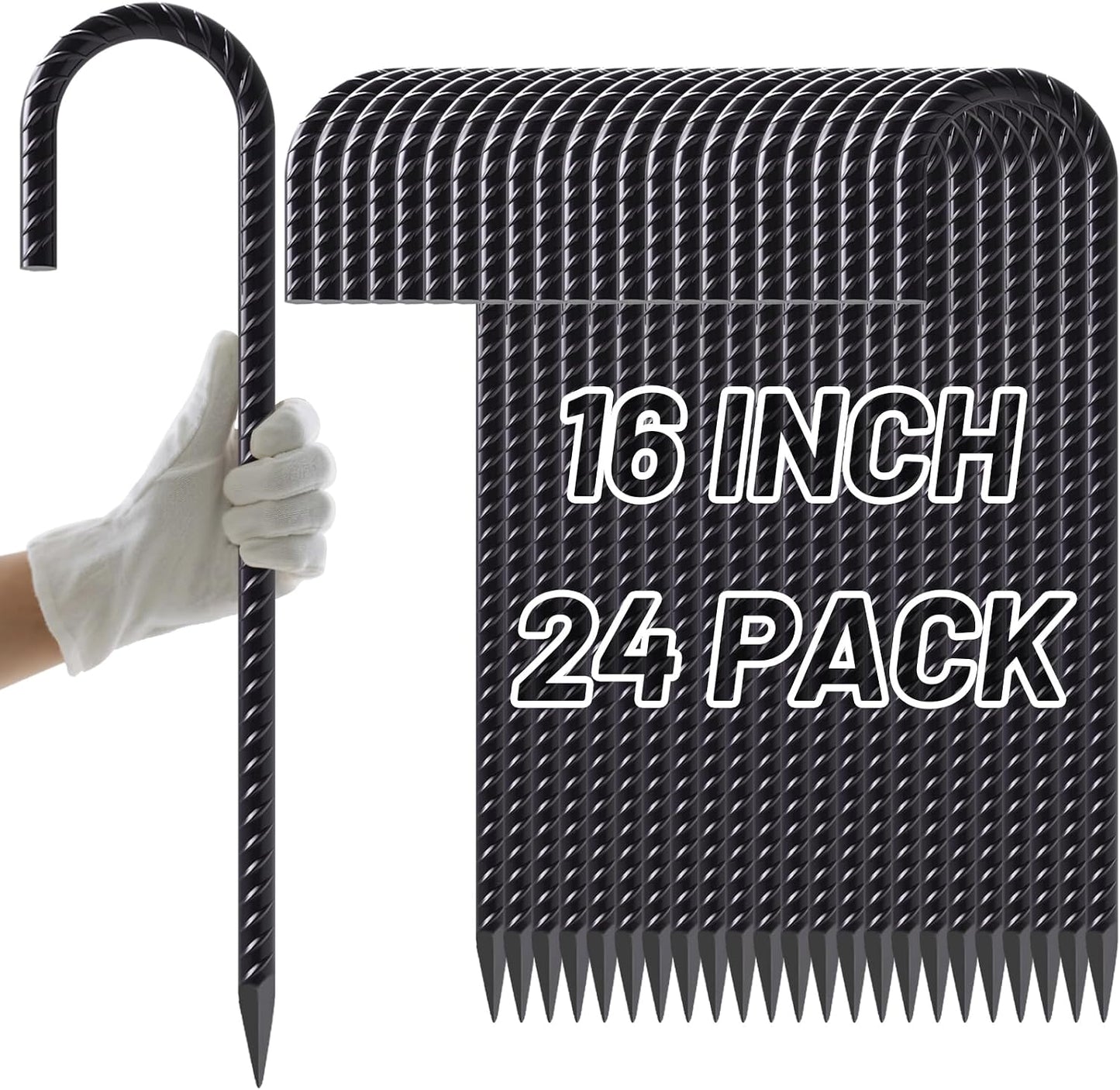 Rebar Stakes 12 Inch J Hook, Premium Anti-Rust Tent Stakes for Canopy