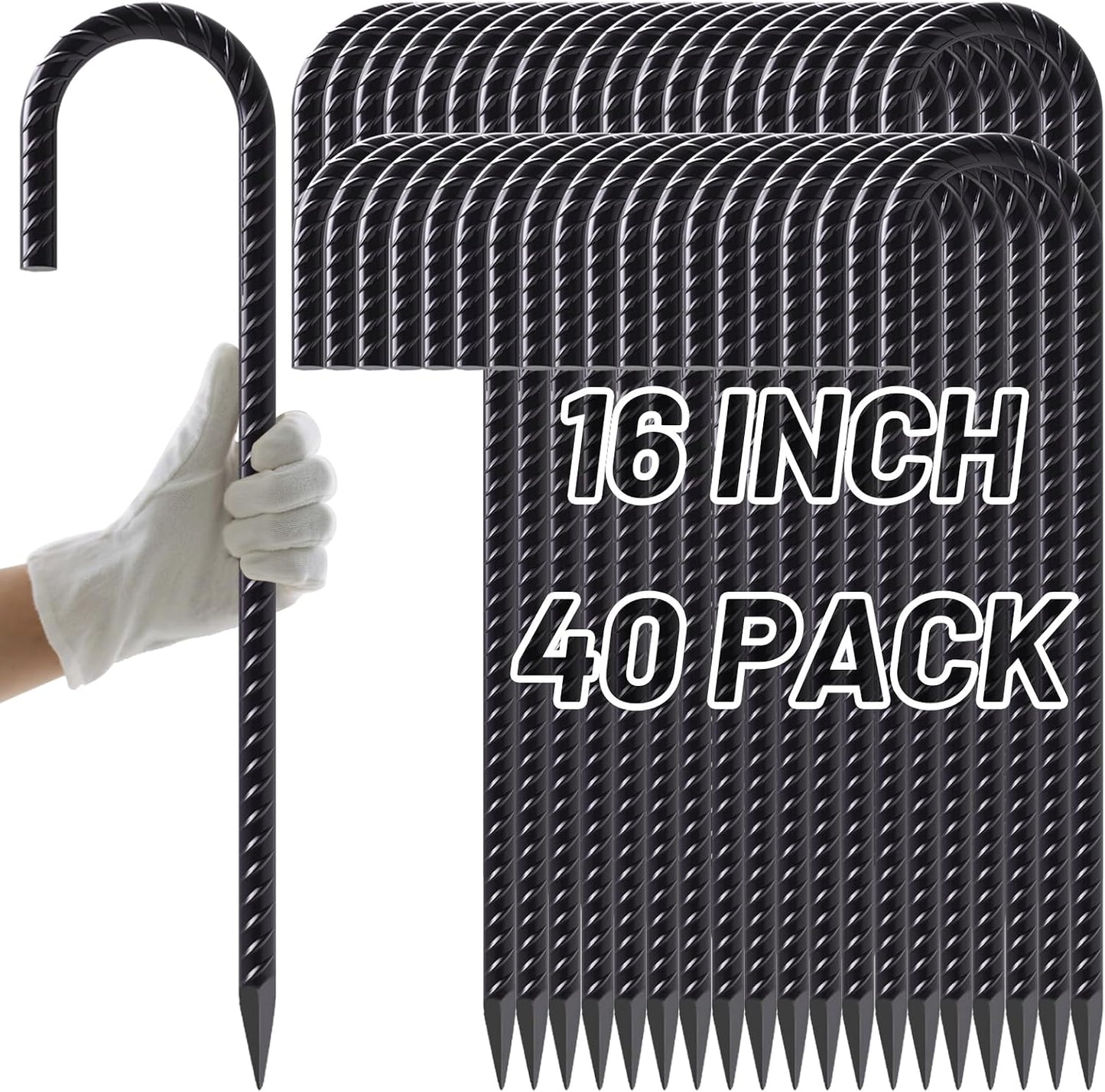 Rebar Stakes 12 Inch J Hook, Premium Anti-Rust Tent Stakes for Canopy