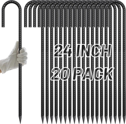 Rebar Stakes 12 Inch J Hook, Premium Anti-Rust Tent Stakes for Canopy