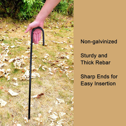Rebar Stakes 12 Inch J Hook, Premium Anti-Rust Tent Stakes for Canopy