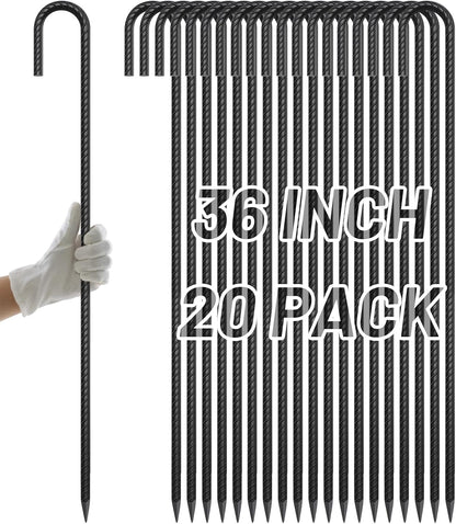 Rebar Stakes 12 Inch J Hook, Premium Anti-Rust Tent Stakes for Canopy