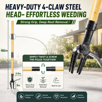 Premium Stand Up Weed Puller Tool, Long Handle Weed Puller & Garden Weeder Tool, Manual Weed Remover Tool, Heavy Duty Root Weed Puller for Lawn – Gardening Gift for Dad & Grandpa
