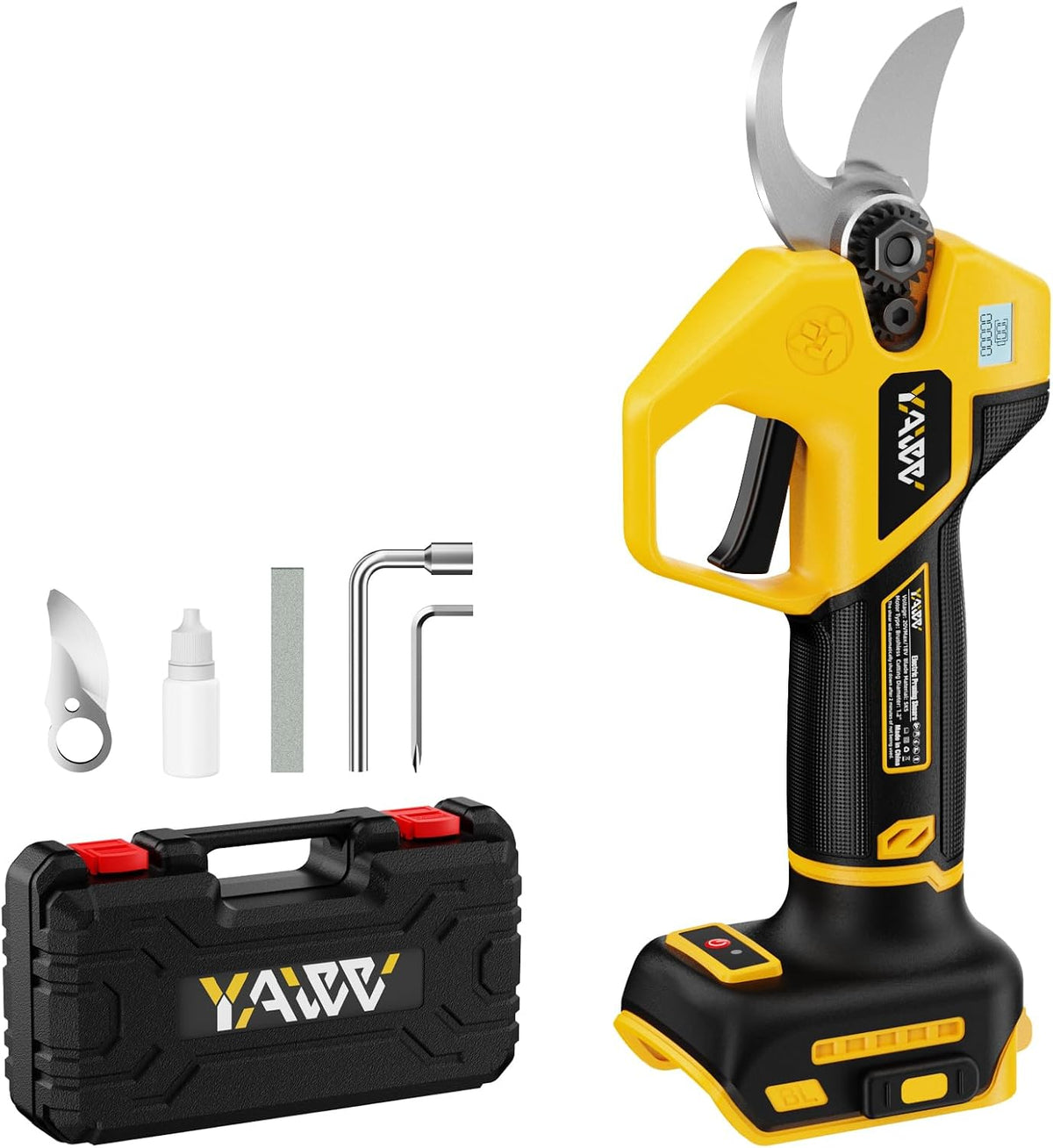 Brushless Electric Pruning Shears for DeWalt Battery, Portable Cordless Pruning Shears with LCD Display＆SK5 Blades, Adjustable Cutting Diameter 0.8-1.2 Inch for Gardening Tree Pruning(NO Battery)