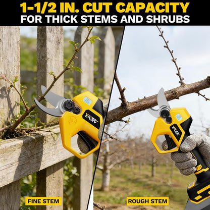 Brushless Electric Pruning Shears for DeWalt Battery, Portable Cordless Pruning Shears with LCD Display＆SK5 Blades, Adjustable Cutting Diameter 0.8-1.2 Inch for Gardening Tree Pruning(NO Battery)