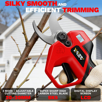 Brushless Electric Pruning Shears for DeWalt Battery, Portable Cordless Pruning Shears with LCD Display＆SK5 Blades, Adjustable Cutting Diameter 0.8-1.2 Inch for Gardening Tree Pruning(NO Battery)